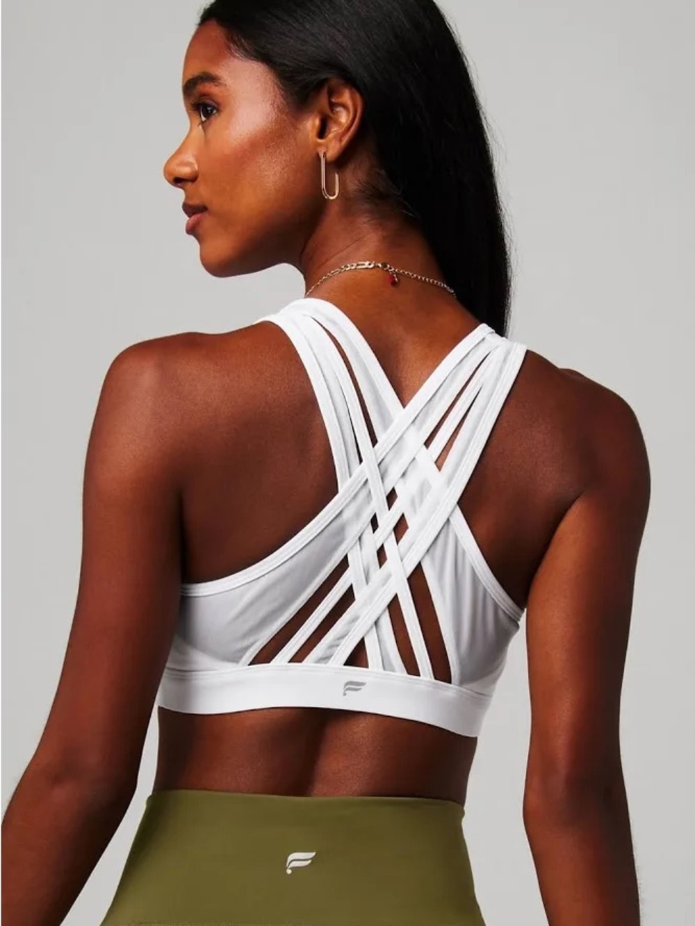 Fabletics Faye High Impact Sports Bra White Women’s Large NWT
